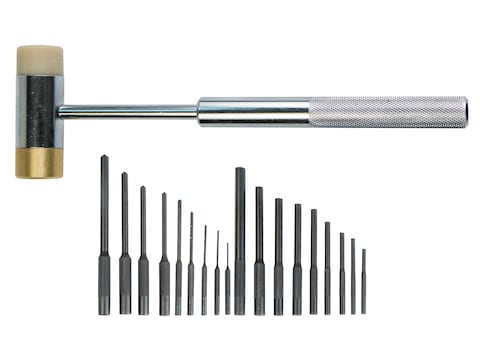 Wheeler Master Roll Pin Punch Set Brass Nylon Hammer
