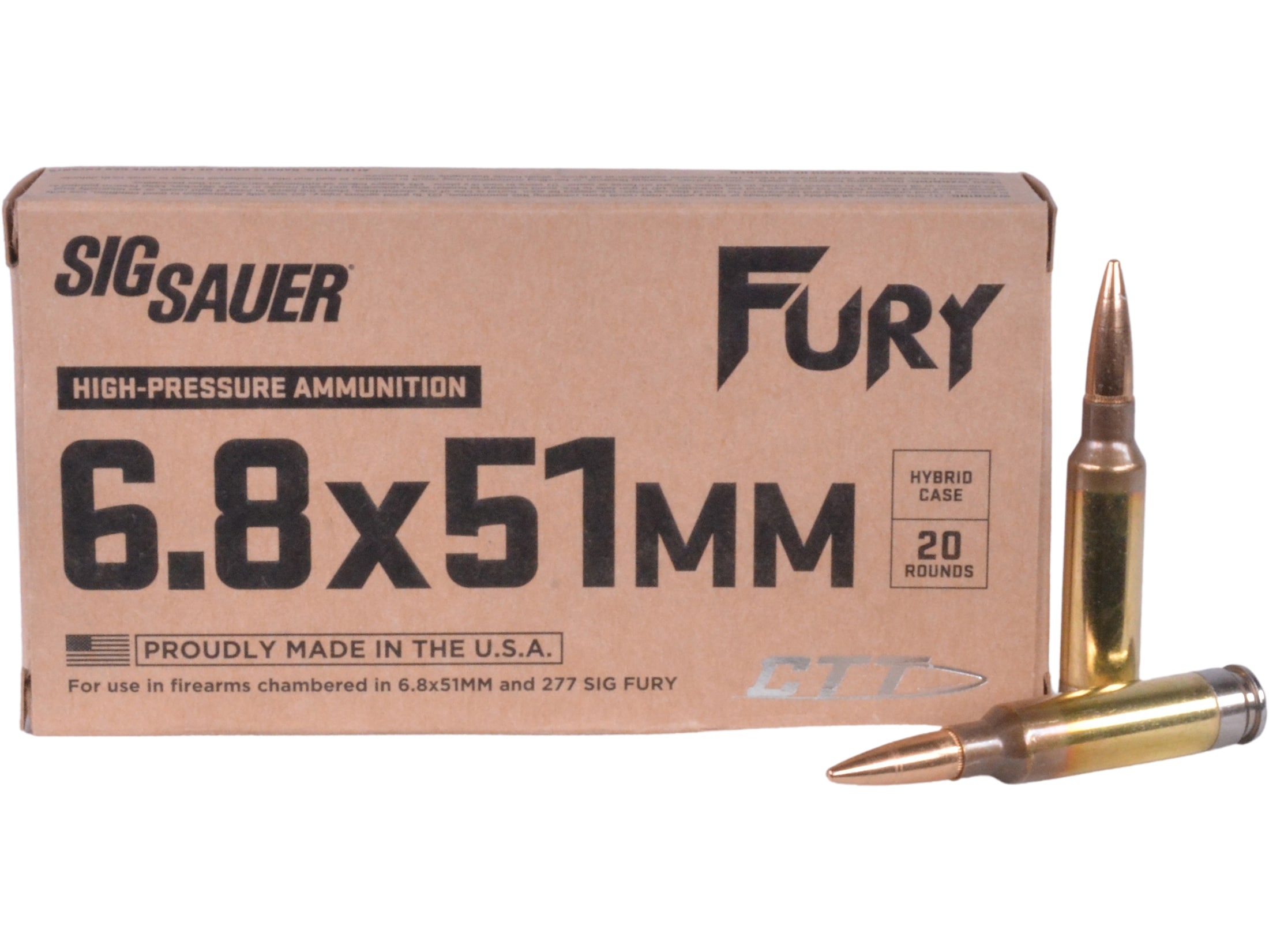 Sig Sauer Hybrid 6.8x51mm (277 Sig Fury) Ammo 135 Grain Sig Closed Tip