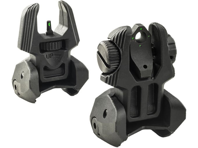 Meprolight FRBS Flip-Up Night Sight Set AR-15 4-Dot Rear Tritium Green Polymer Black