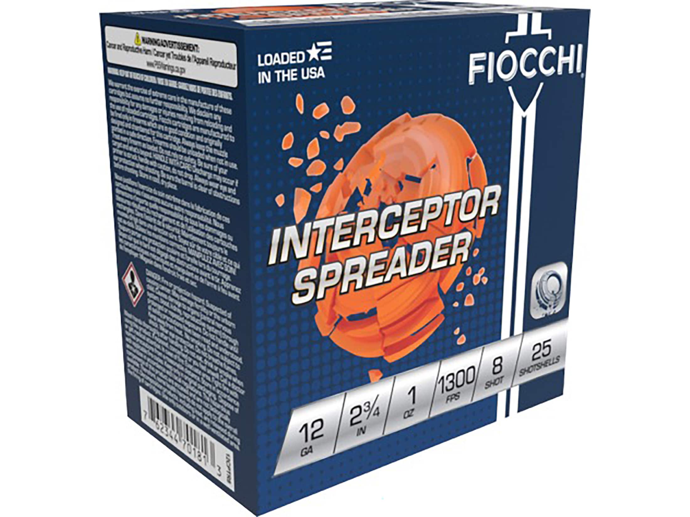 Fiocchi Exacta Interceptor Spreader 12 Ga Ammo 2-3/4 #8 Lead