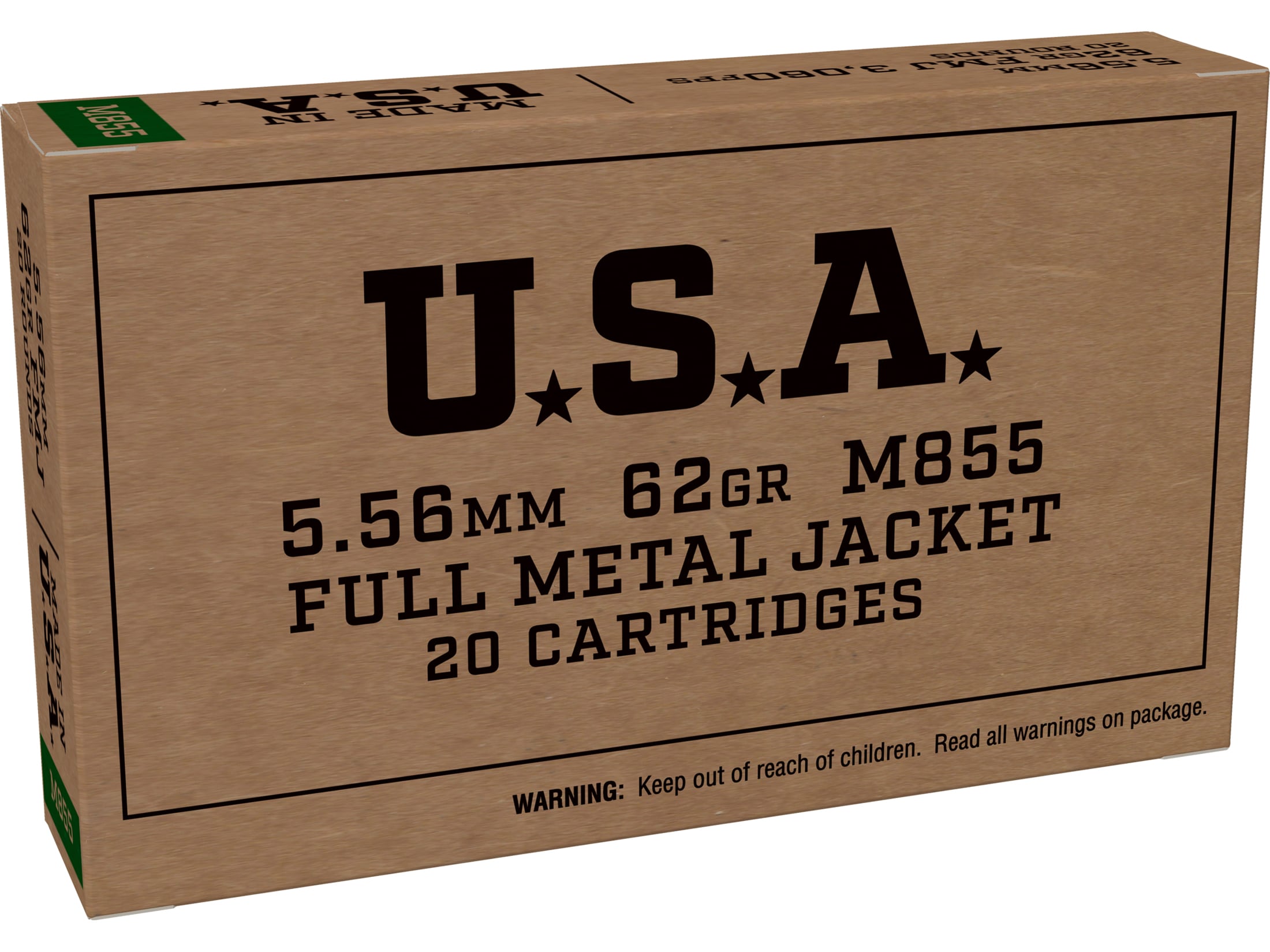 Winchester USA M855 SS109 5.56x45mm NATO Ammo 62 Grain Penetrator Full