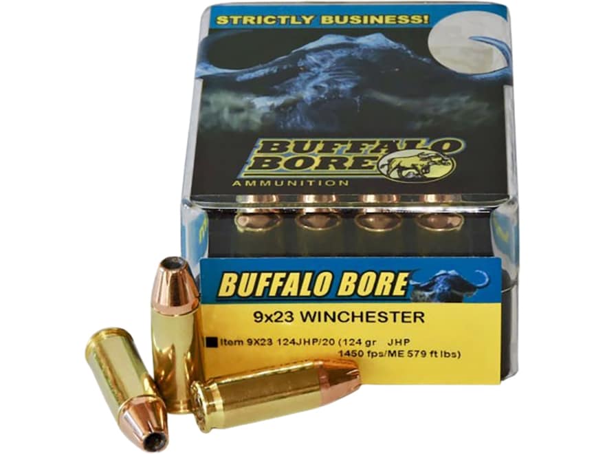 Buffalo Bore 9x23mm Winchester Ammo 124 Grain Jacketed Hollow Point Box of 20