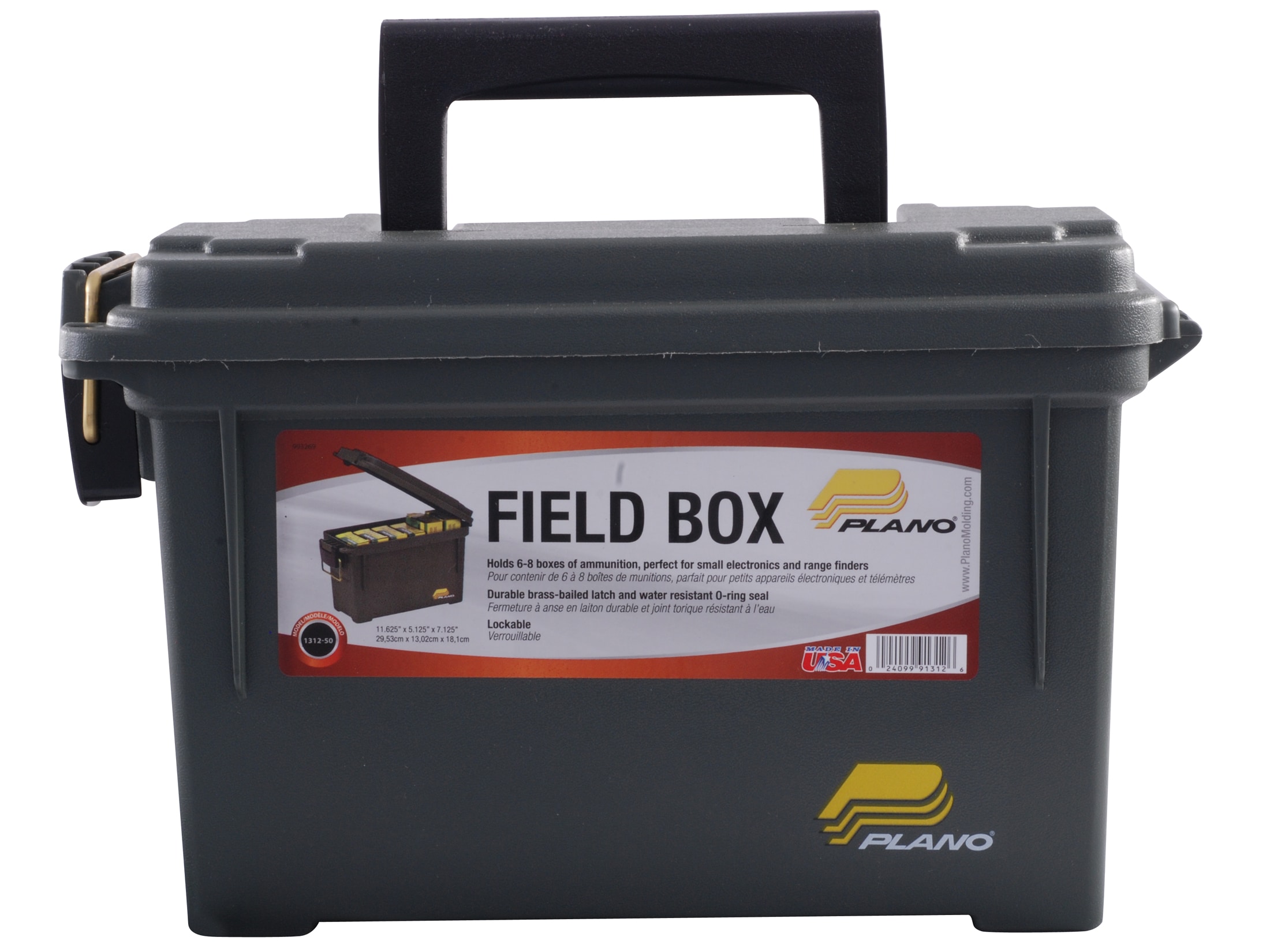 Plano Molding 1212-02 Water Resistant Ammo Storage Box, 13-3/4L x 5-5/8W  x 5-9/16H, Green