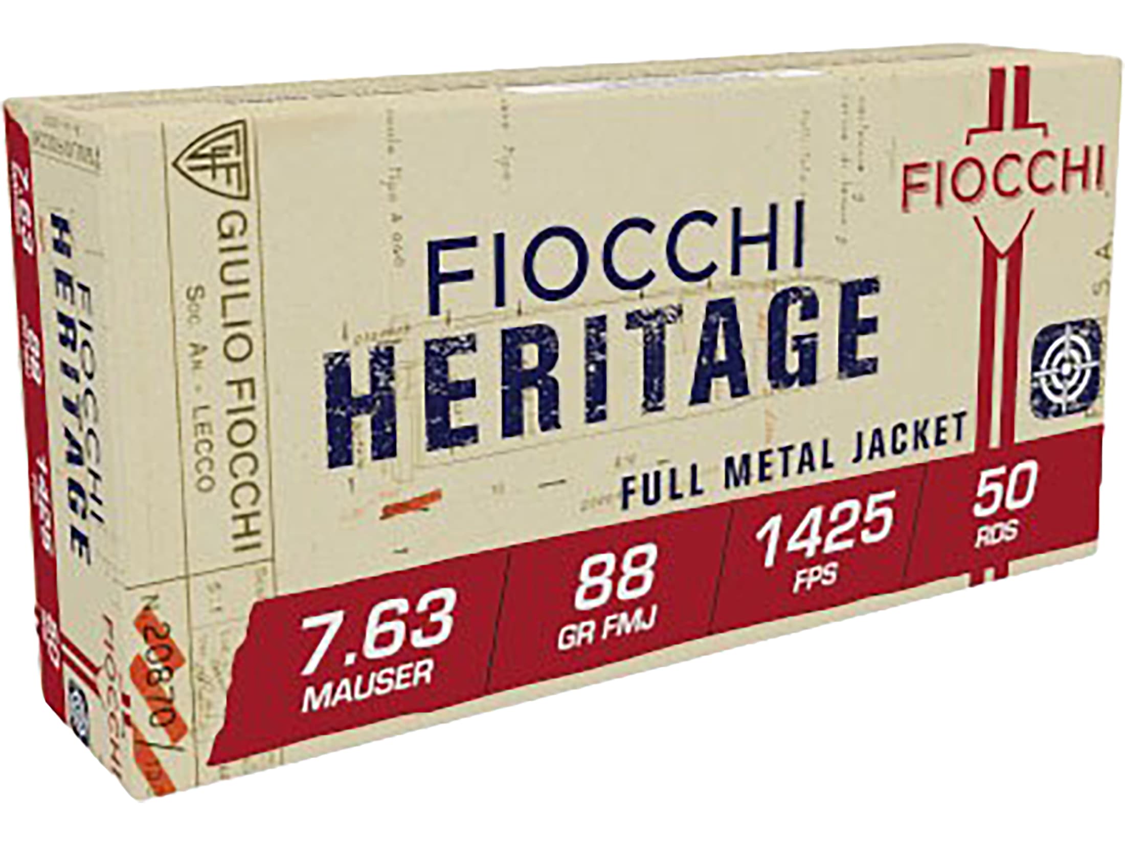 Fiocchi 30 Mauser (7.63mm) Ammo 88 Grain Full Metal Jacket Box of 50