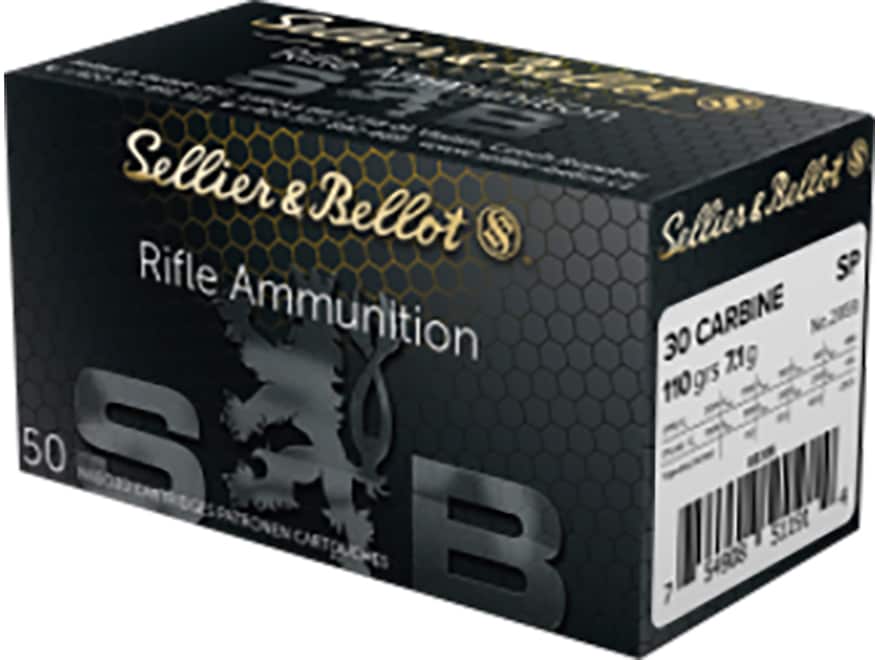 Sellier & Bellot 30 Carbine Ammo 110 Grain Jacketed Soft Point Case of 1000 (20 Boxes of 50)