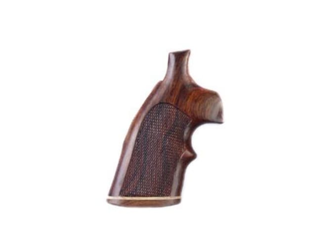 Hogue Fancy Hardwood Conversion Grips with Accent Stripe and Top Finger Groove S&W K, L-Frame Round to Square Butt Checkered