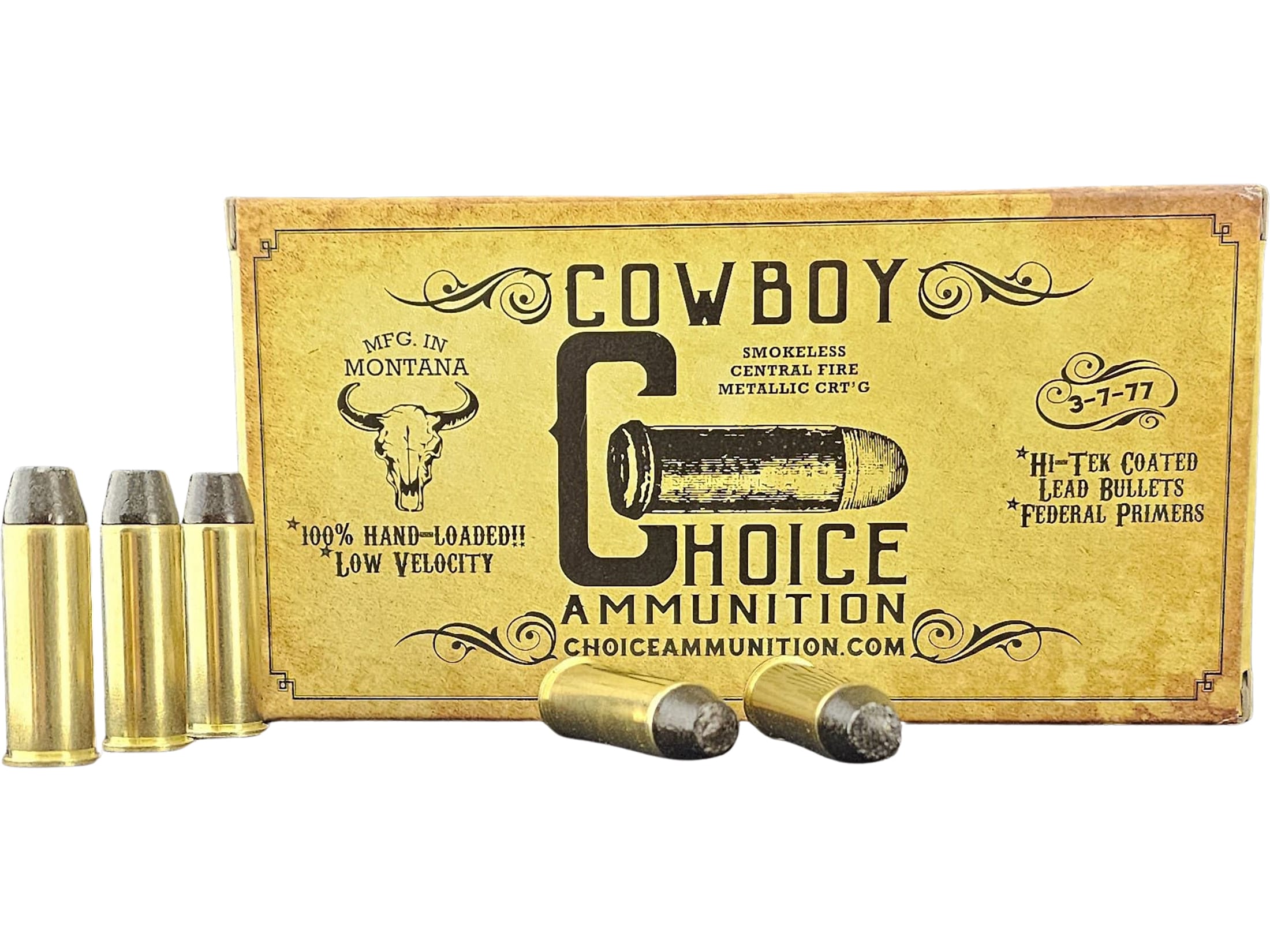 Choice Cowboy 44 Remington Magnum Ammo 180 Grain Flat Nose Box of 50