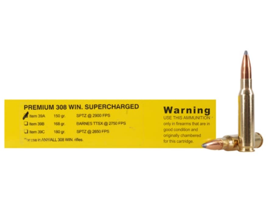 Buffalo Bore Supercharged 308 Winchester Ammo 150 Grain Spitzer Flat Base Box of 20