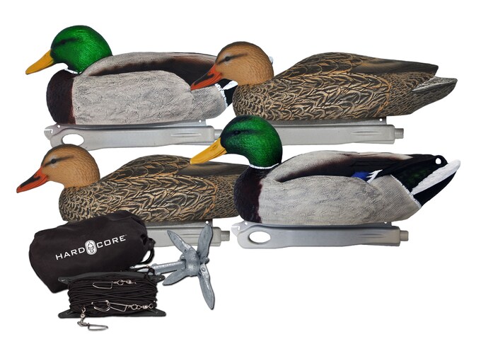 Hard Core Jerk Cord Combo Floater Duck Decoy 4PK