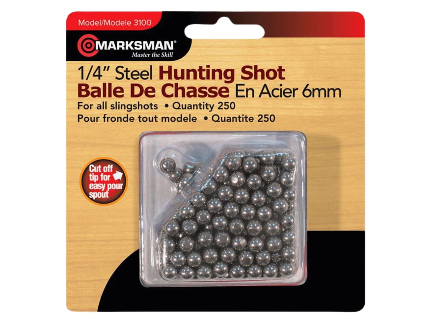 Marksman 3100 Marksman 3100 1/4 Steel 250 Per Box, Slingshot Ammo