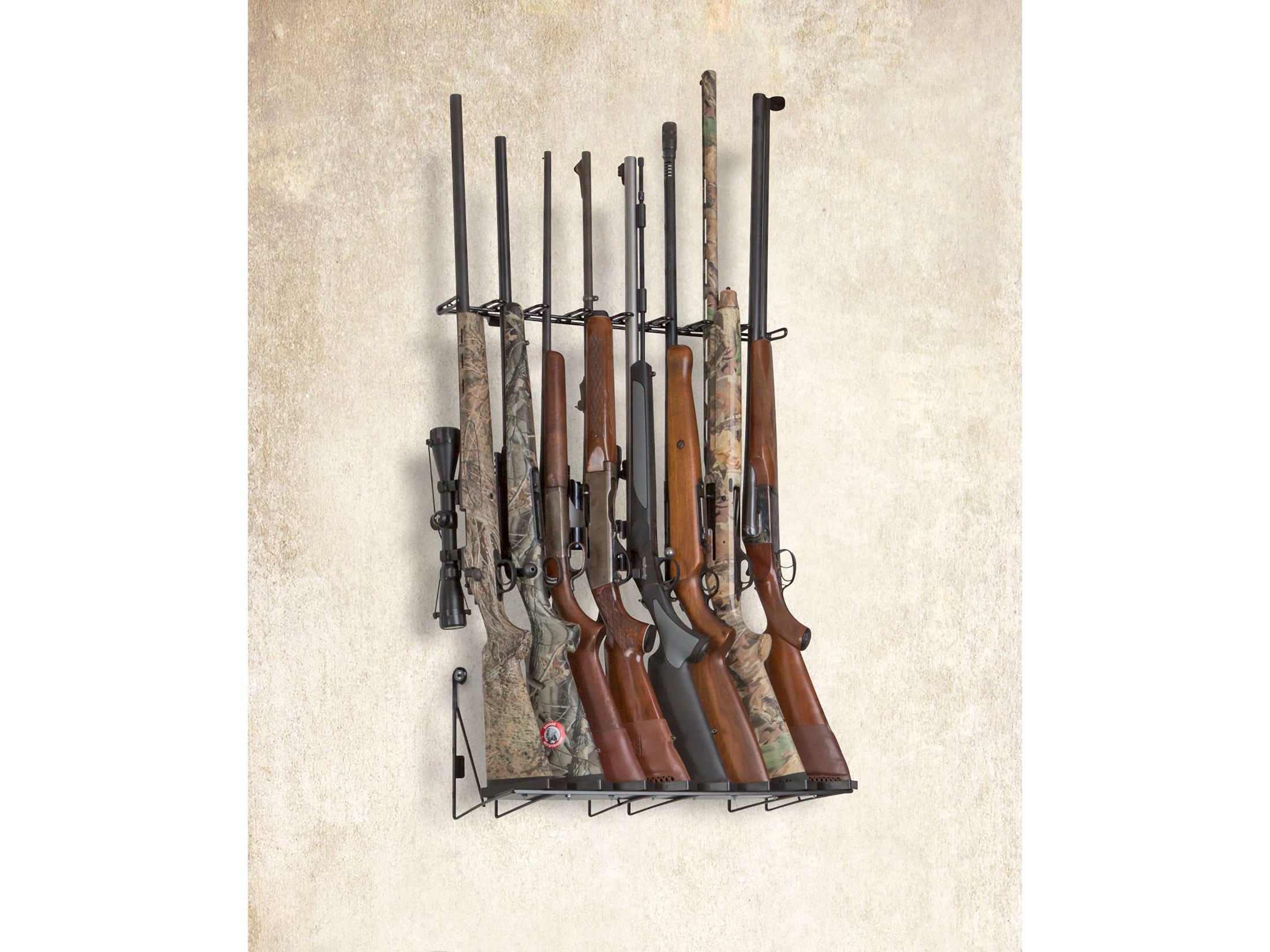 Wooden Wall Gun Rack Rifle Display Shotgun Handgun Mounted Military Storage 5 