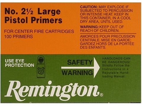 Remington Large Pistol Primers #2-1/2 Box of 1000 (10 Trays of 100)