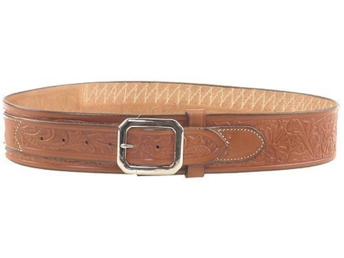 Hunter Embossed Cowboy Cartridge Belt 45 Cal Tooled Leather Brown