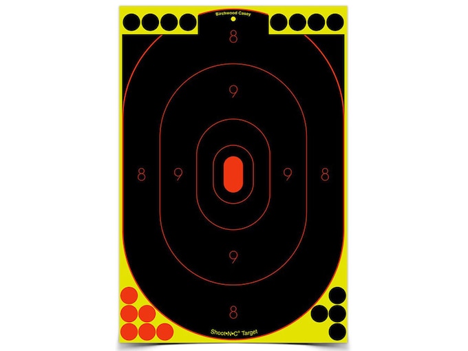 Birchwood Casey Shoot-N-C - 12 Bersagli Adesivi 12x12 Pollici Con Rivelatore A Cerchi Luminosi