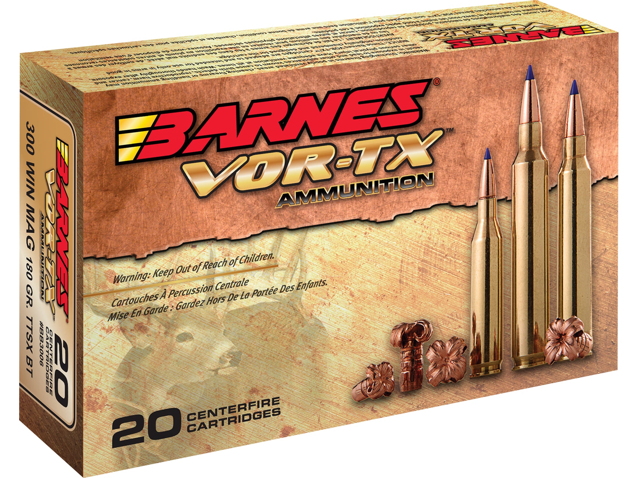 Barnes VOR-TX Ammo 300 Winchester Mag 180 Grain TTSX Polymer Tipped