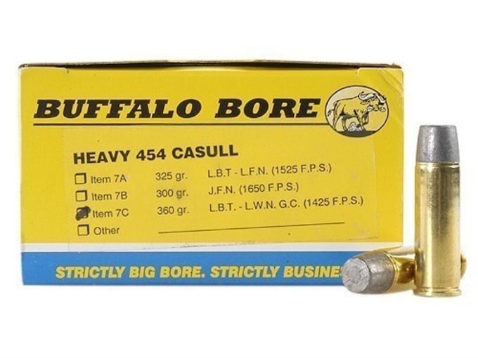 Buffalo Bore Ammo 454 Casull 360 Grain Lead Wide Flat Nose Box of 20