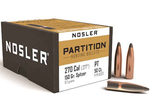 Nosler Partition Bullets 270 Cal (277 Diameter) 150 Grain Spitzer Box