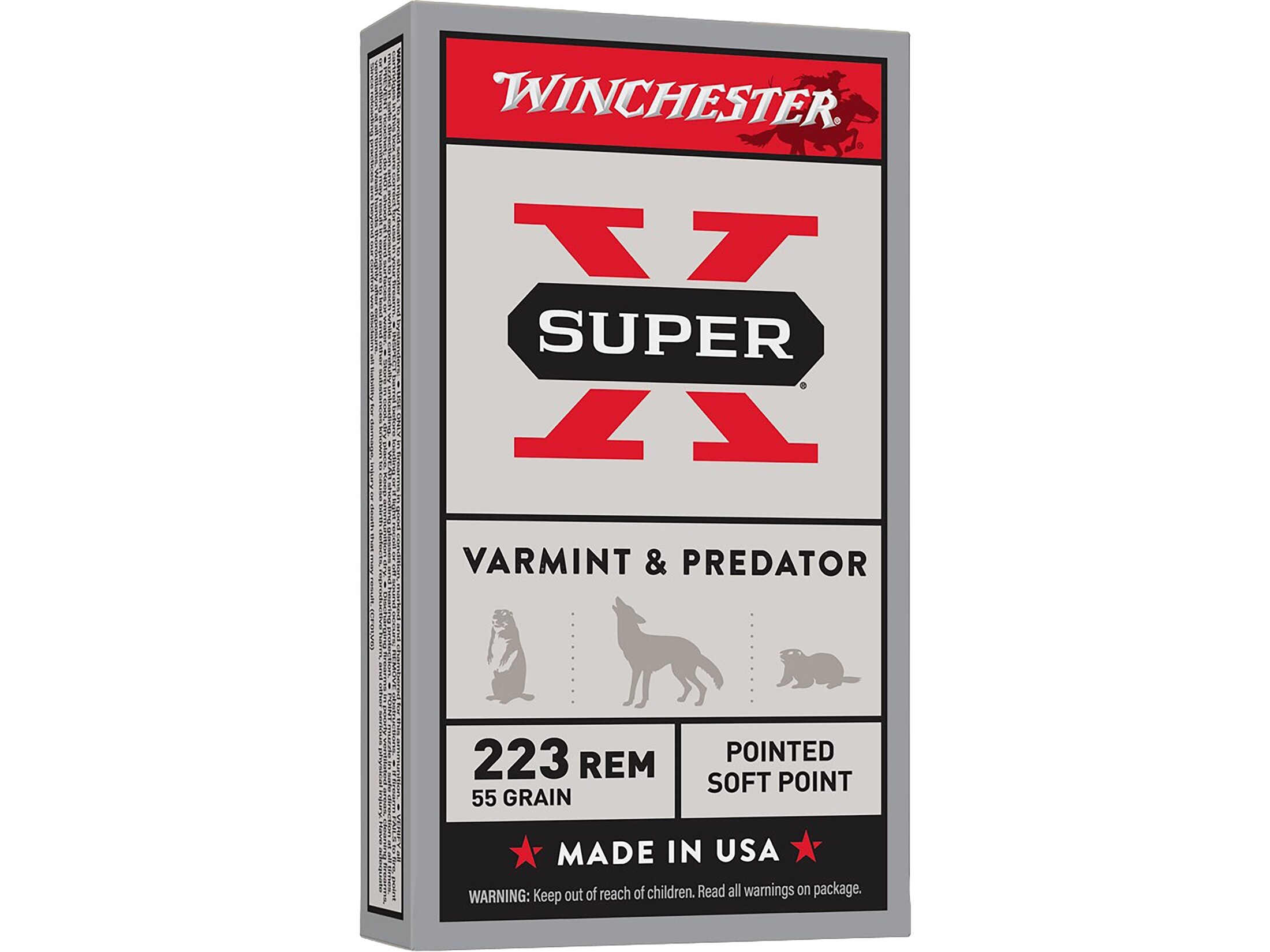Winchester Super X 223 Remington Ammo 55 Grain Jacketed Soft Point Box
