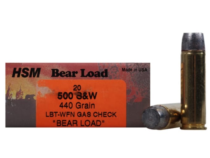 HSM 500 Smith & Wesson 440 Grain Bear Load LBT-WFN Gas Check Box of 20-img-0
