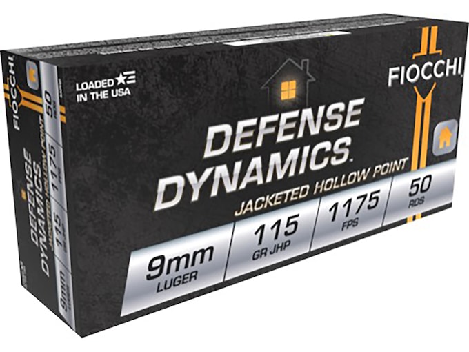 Fiocchi Shooting Dynamics Ammunition 9mm Luger 115 Grain Jacketed Hollow Point Box of 50