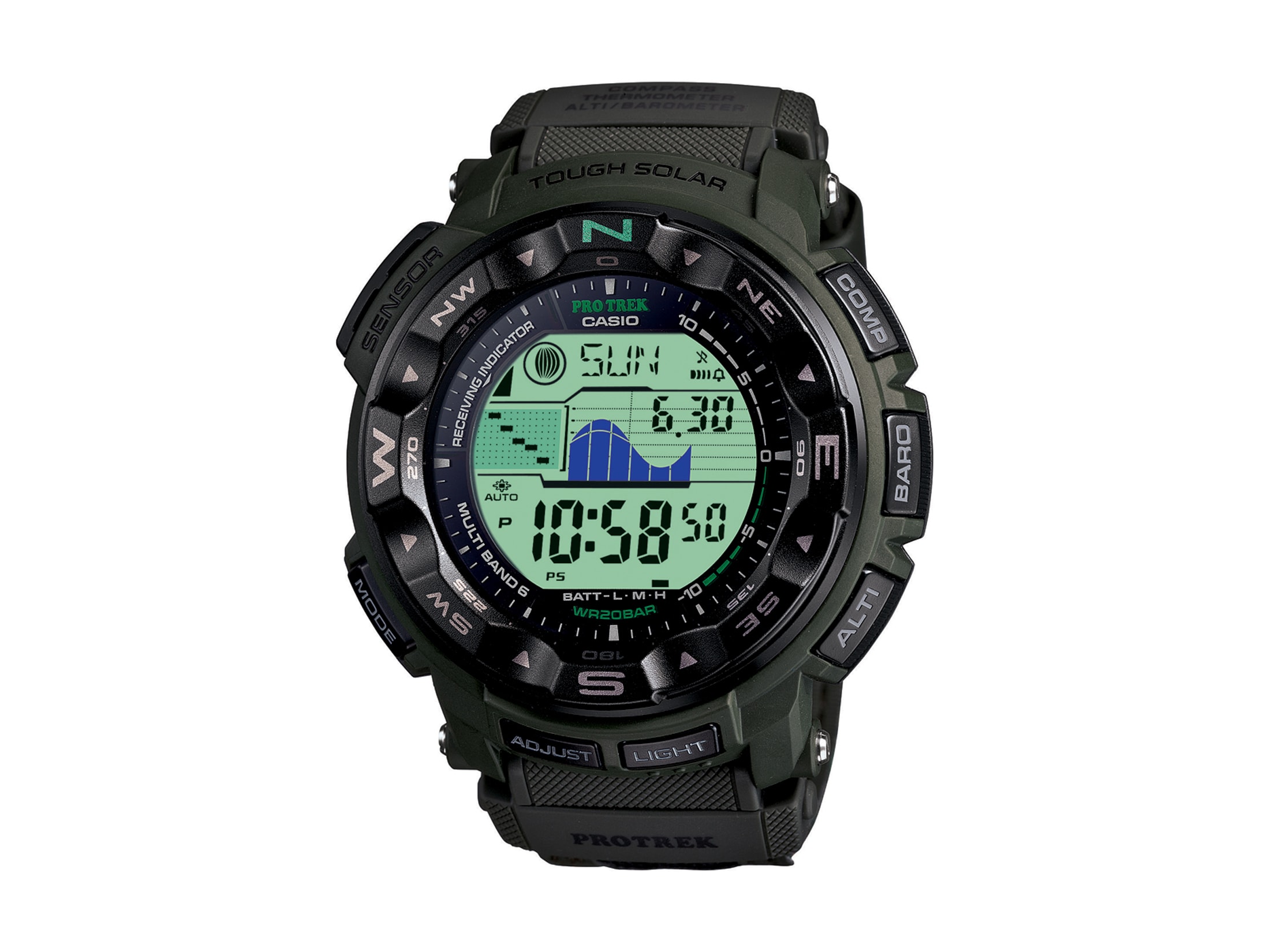 Casio Pro Trek Atomic Triple Sensor Solar Watch Cloth Band Camo