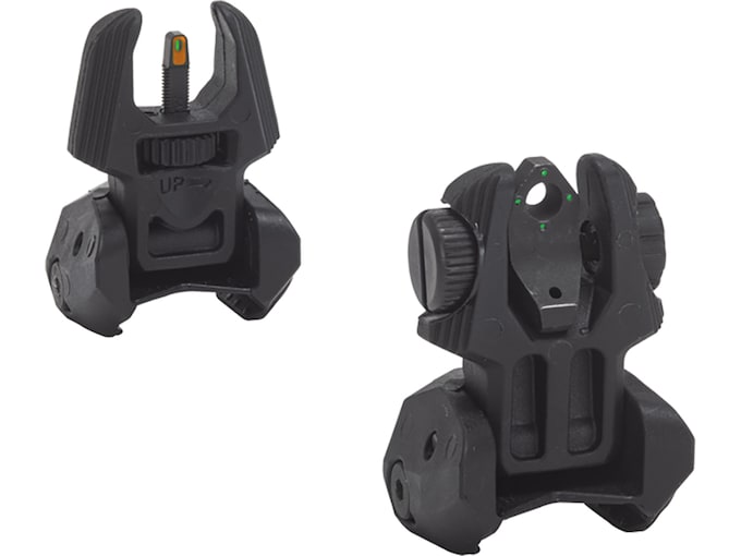 Meprolight FRBS Flip-Up Night Sight Set AR-15 Hyper Bright Front, 4-Dot Rear Tritium Green Polymer