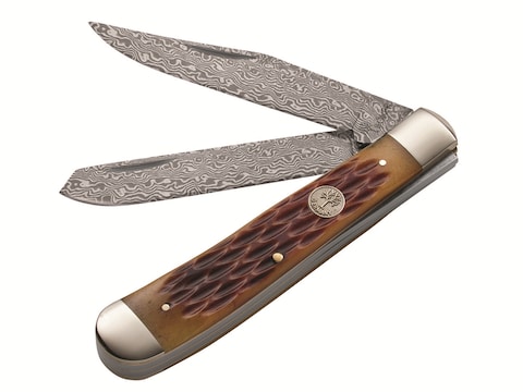 Boker Tree Brand Trapper Folding Knife Damascus Blades Jigged