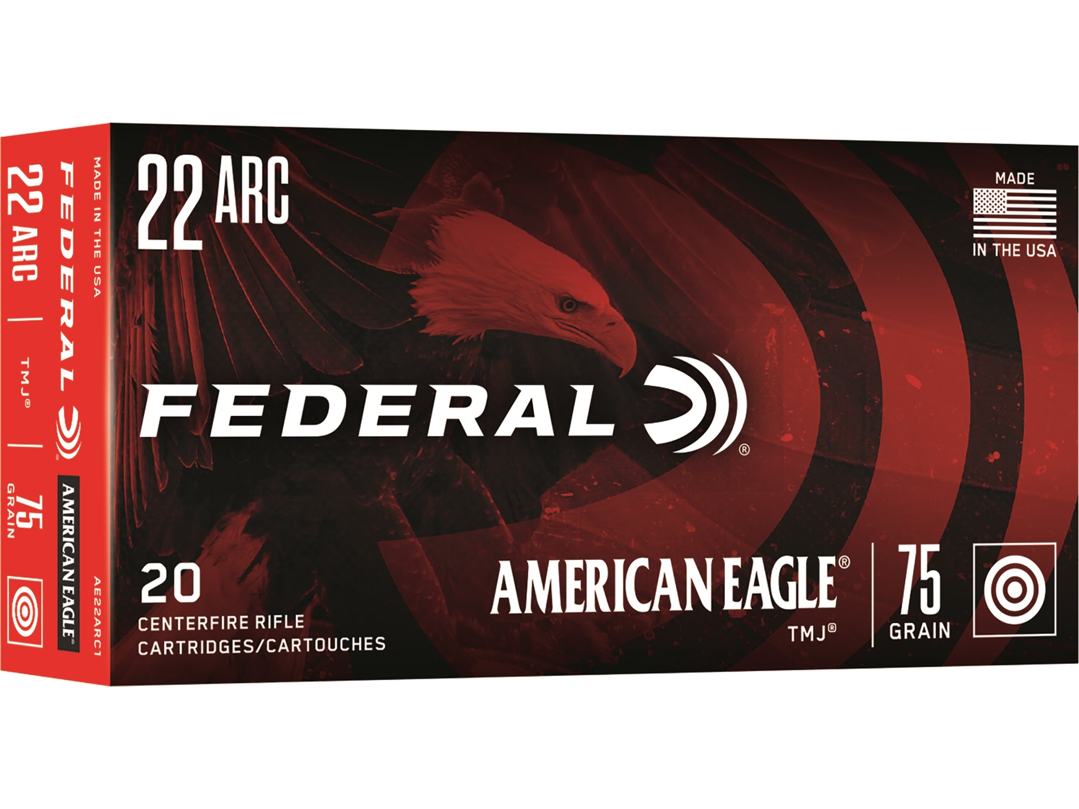 Federal American Eagle 22 ARC Ammo 75 Grain Full Metal Jacket Case of 200 (10 Boxes of 20)