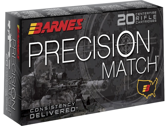 Barnes Precision Match Ammunition 300 Winchester Magnum 220 Grain Open Tip Match Box of 20