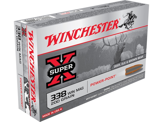 Winchester Super-X Ammo 338 Winchester Mag 200 Grain Power-Point Case