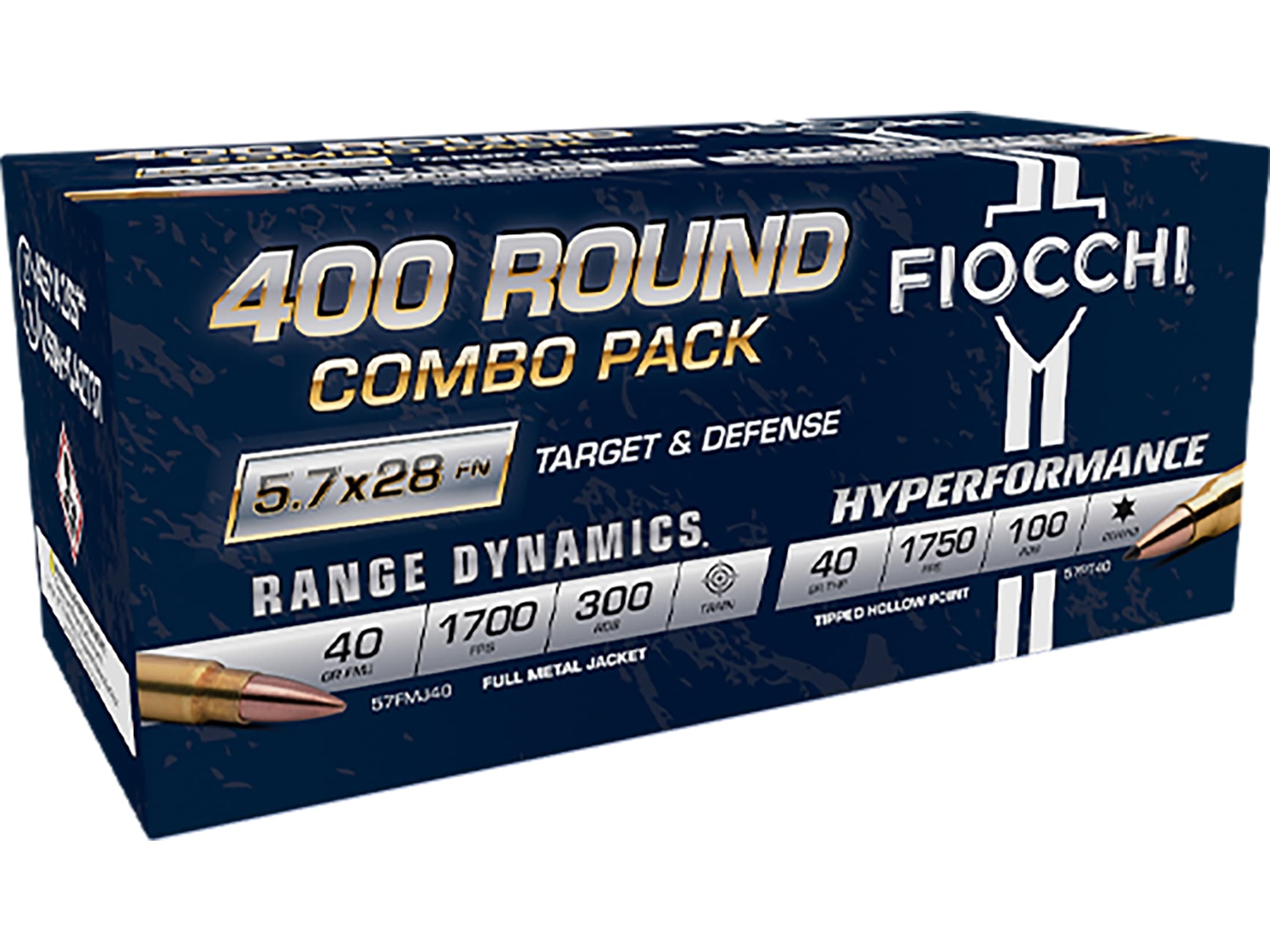 Fiocchi Target & Defense Combo Pack 5.7x28mm FN Ammo 40 Grain Full