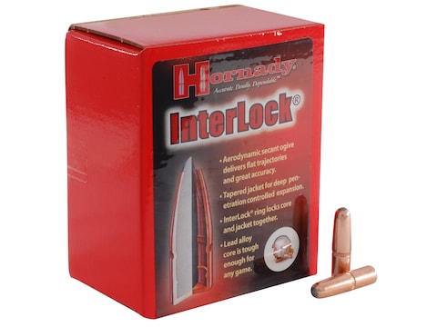 Hornady Interlock Bullets 30 Caliber 308 Diameter 220 Grain Round Nose Box Of 100