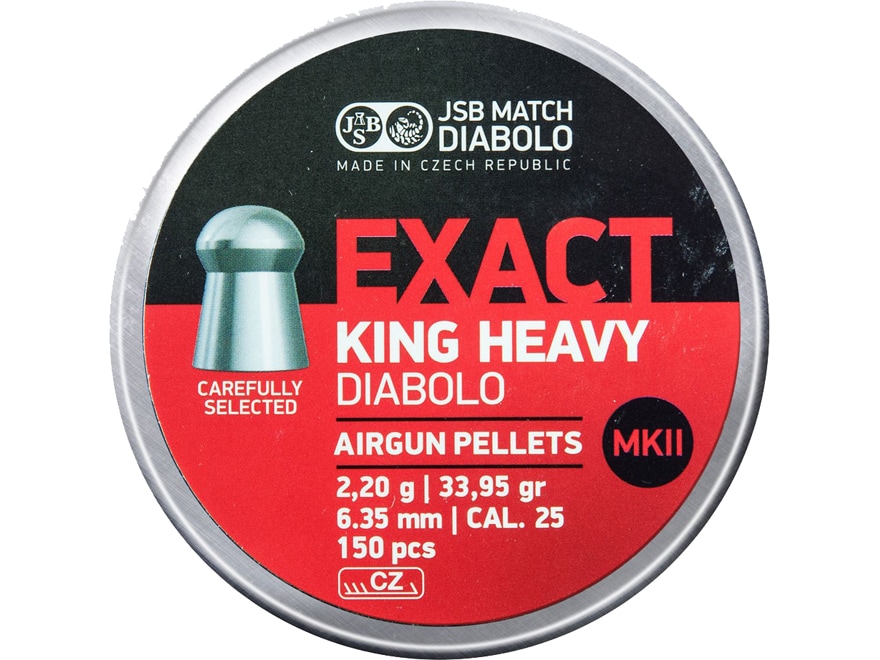 JSB Exact King Heavy MkII Air Gun Pellets 25 Caliber 33.95 Grain Tin of 300