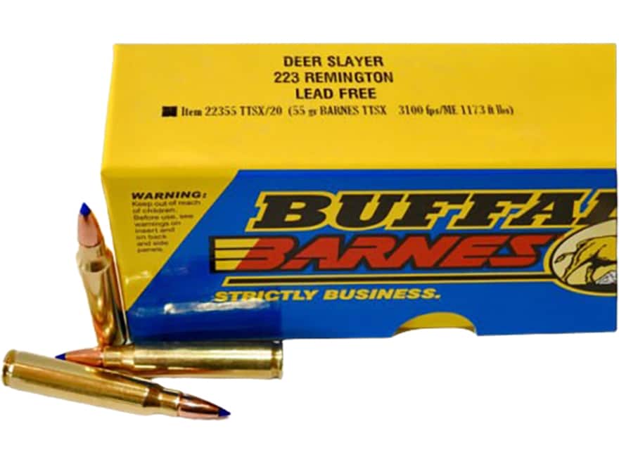 Buffalo Bore Deer Slayer 223 Remington Ammo 55 Grain Barnes TTSX Polymer Tipped Spitzer Lead Free Box of 20