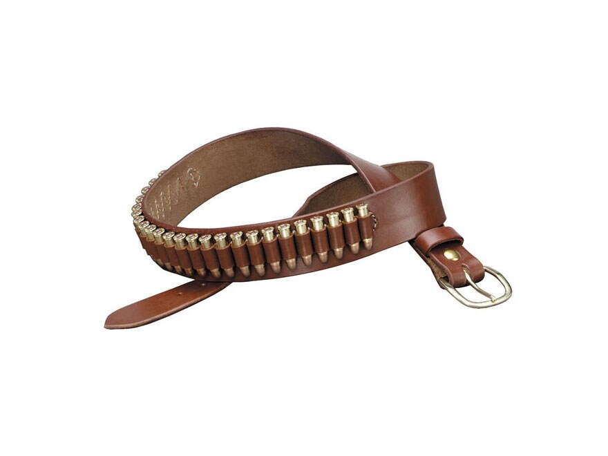 Triple K 100 Heavy Saddle Leather Pistol Cartridge Belt 45 Cal Walnut