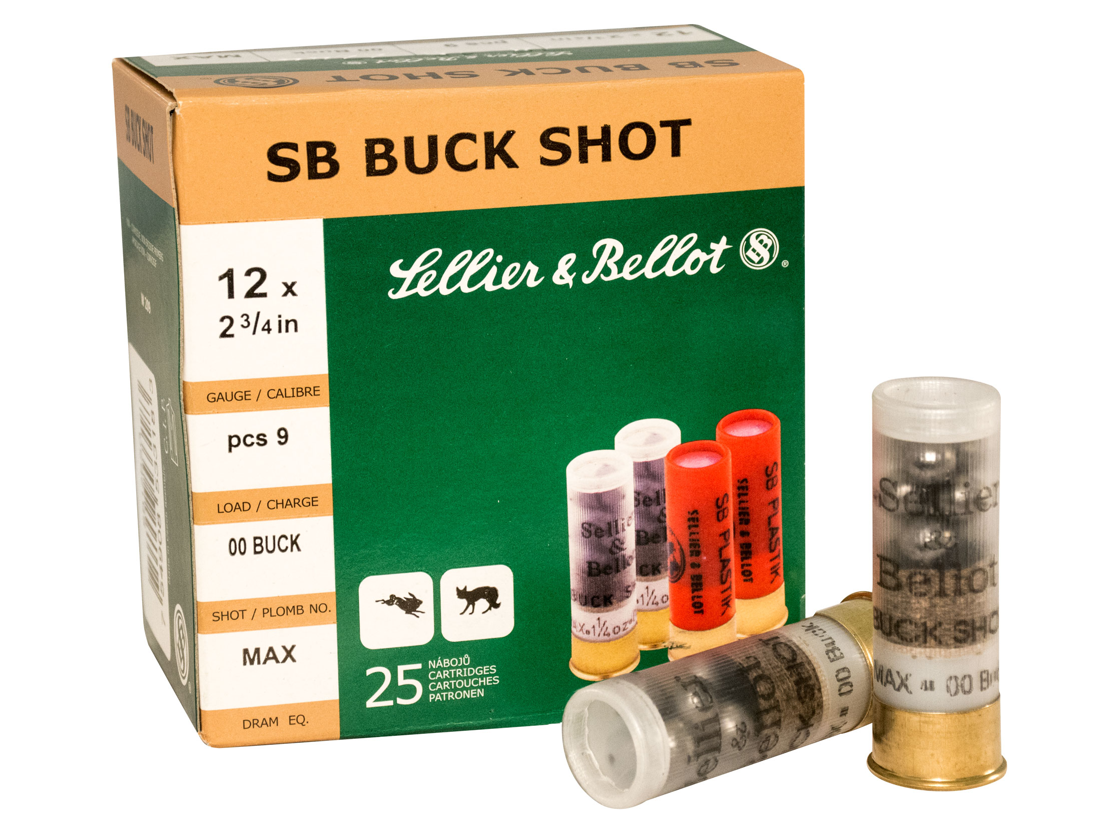 Sellier & Bellot Ammunition 12 Gauge 2-3/4″ #1 Buckshot 12 Pellets