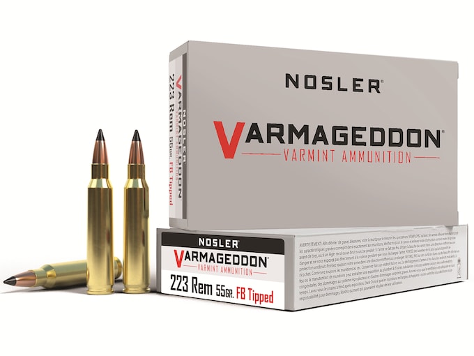 Nosler Varmageddon Ammunition 223 Remington 55 Grain Polymer Tip Flat Base Box of 20