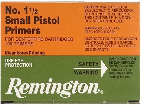 Remington Small Pistol Primers #1-1/2 Box of 1000 (10 Trays of 100)