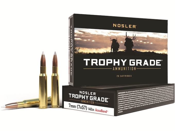 Nosler Trophy Grade Ammunition 7x57mm Mauser (7mm Mauser) 140 Grain AccuBond Box of 20