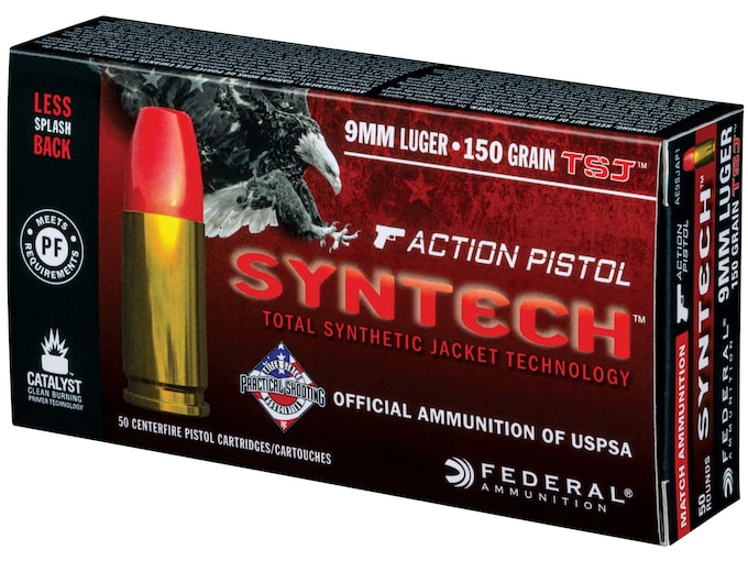 Federal Syntech Action Pistol Ammunition 9mm Luger 150 Grain Total Synthetic Jacket