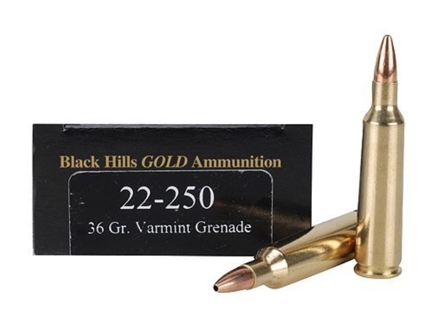 Black Hills Gold 22-250 Remington Ammo 36 Grain Barnes Varmint Grenade Hollow Point Flat Base Lead-Free Box of 20
