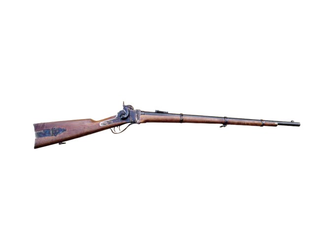 Pedersoli 1859 Sharps Berdan Muzzleloading Rifle 54 Caliber Percussion 30" Blued Barrel Walnut Stock with Patch Box