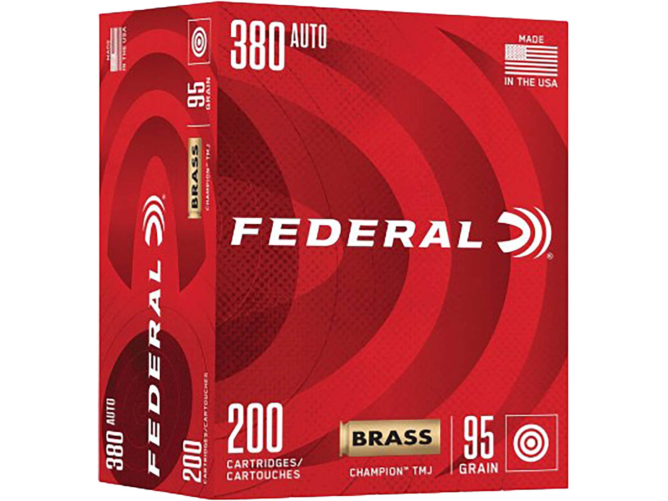 Federal Champion 380 ACP Ammo 95 Grain Full Metal Jacket Case of 1000 (5 Boxes of 200)