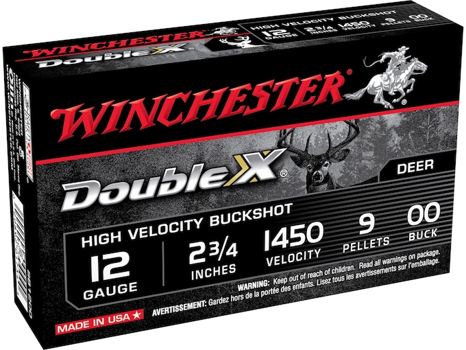 Winchester Double X Ammunition 12 Gauge 2-3/4" Buffered 00 Copper Plated Buckshot 9 Pellets Box of 5
