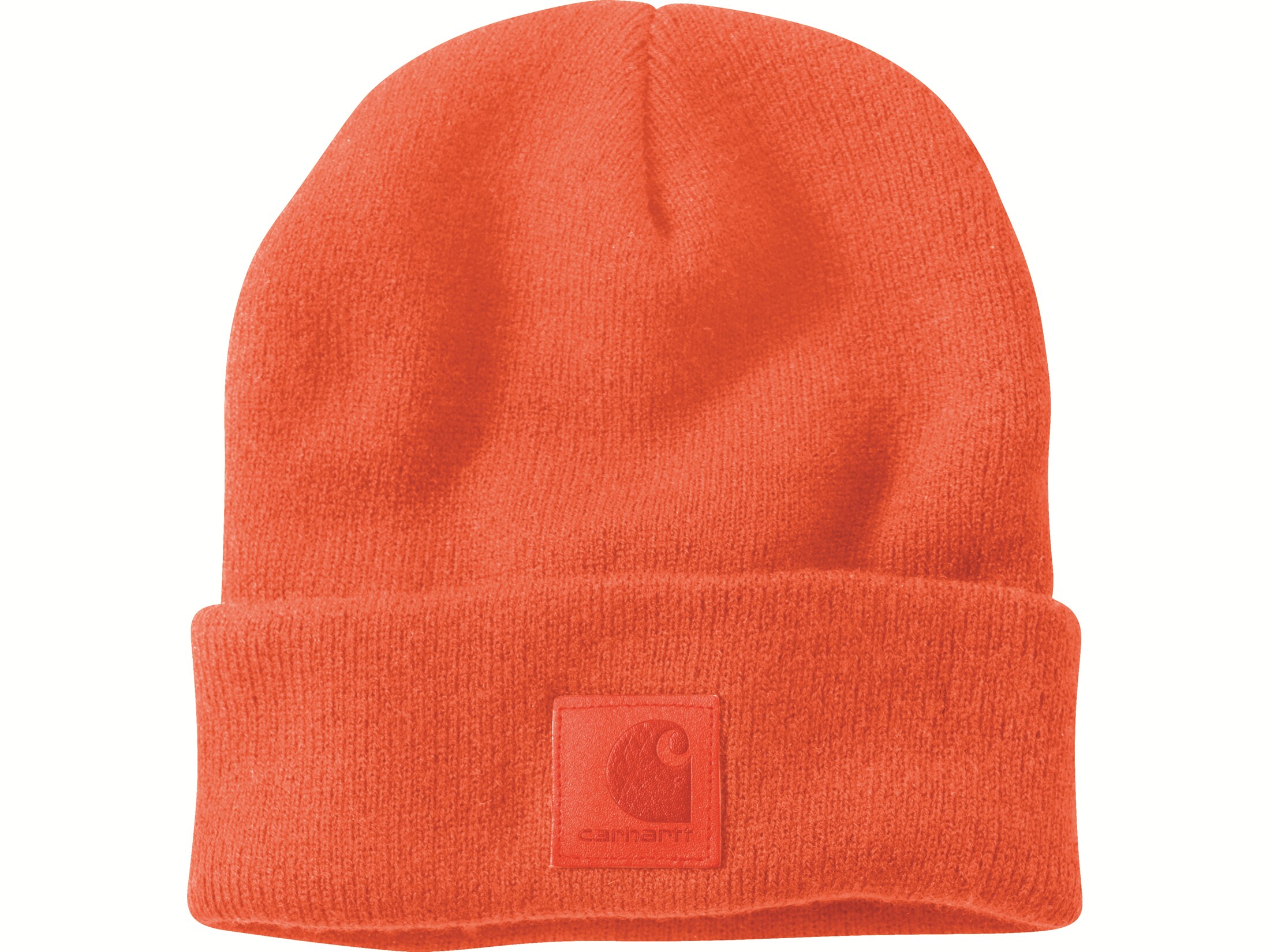 Knit Cuffed Leather Patch Beanie Black 