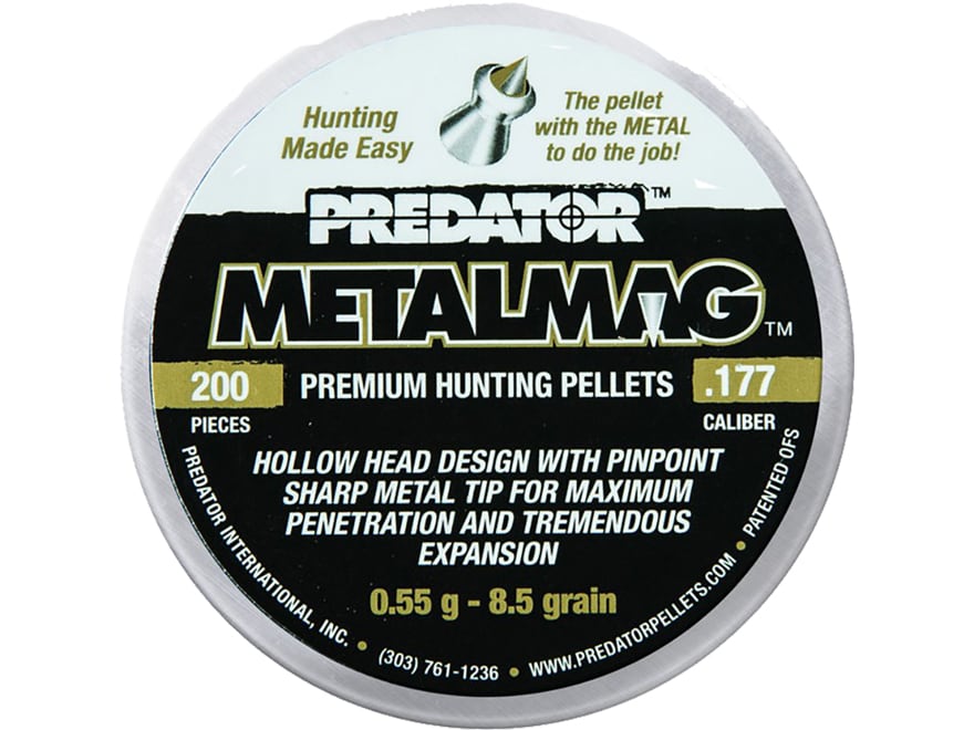Predator Metalmag Airgun Pellets 177 Caliber 8.5 Grain Pointed Tin of 200