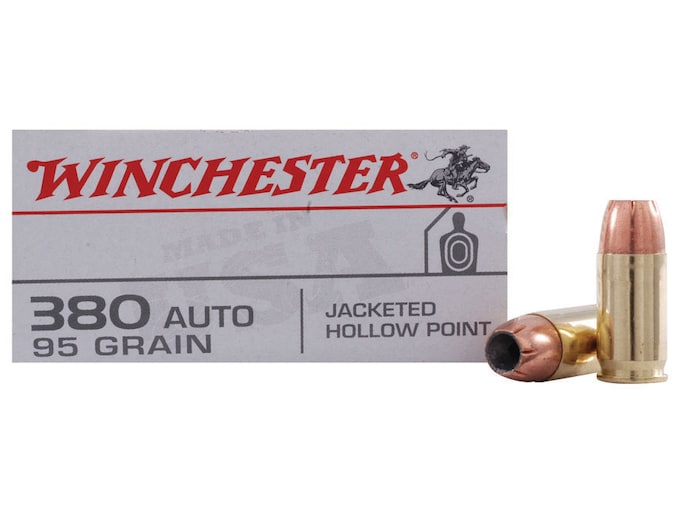 Winchester USA Ammunition 380 ACP 95 Grain Jacketed Hollow Point Box of 50