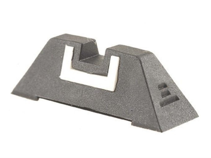 Glock Factory Square Rear Sight 7.3mm .287" Height Polymer Black White Outline