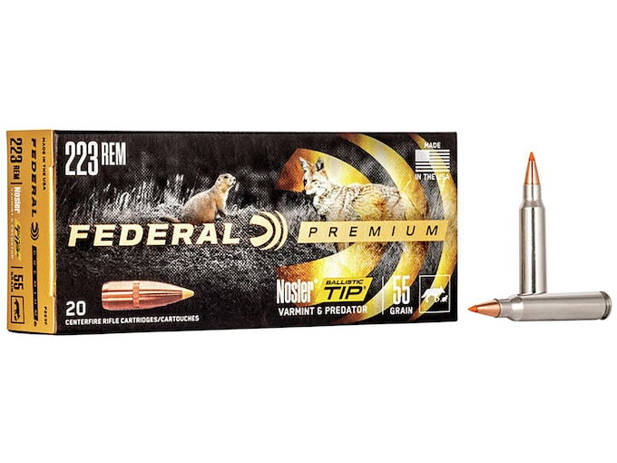 Federal Premium Varmint & Predator Ammunition 223 Remington 55 Grain Nosler Ballistic Tip Box of 20