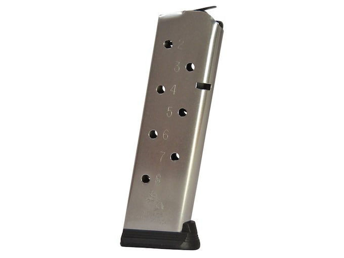 Colt Magazine with Base Pad 1911 Government, Commander 45 ACP 8-Round Stainless Steel